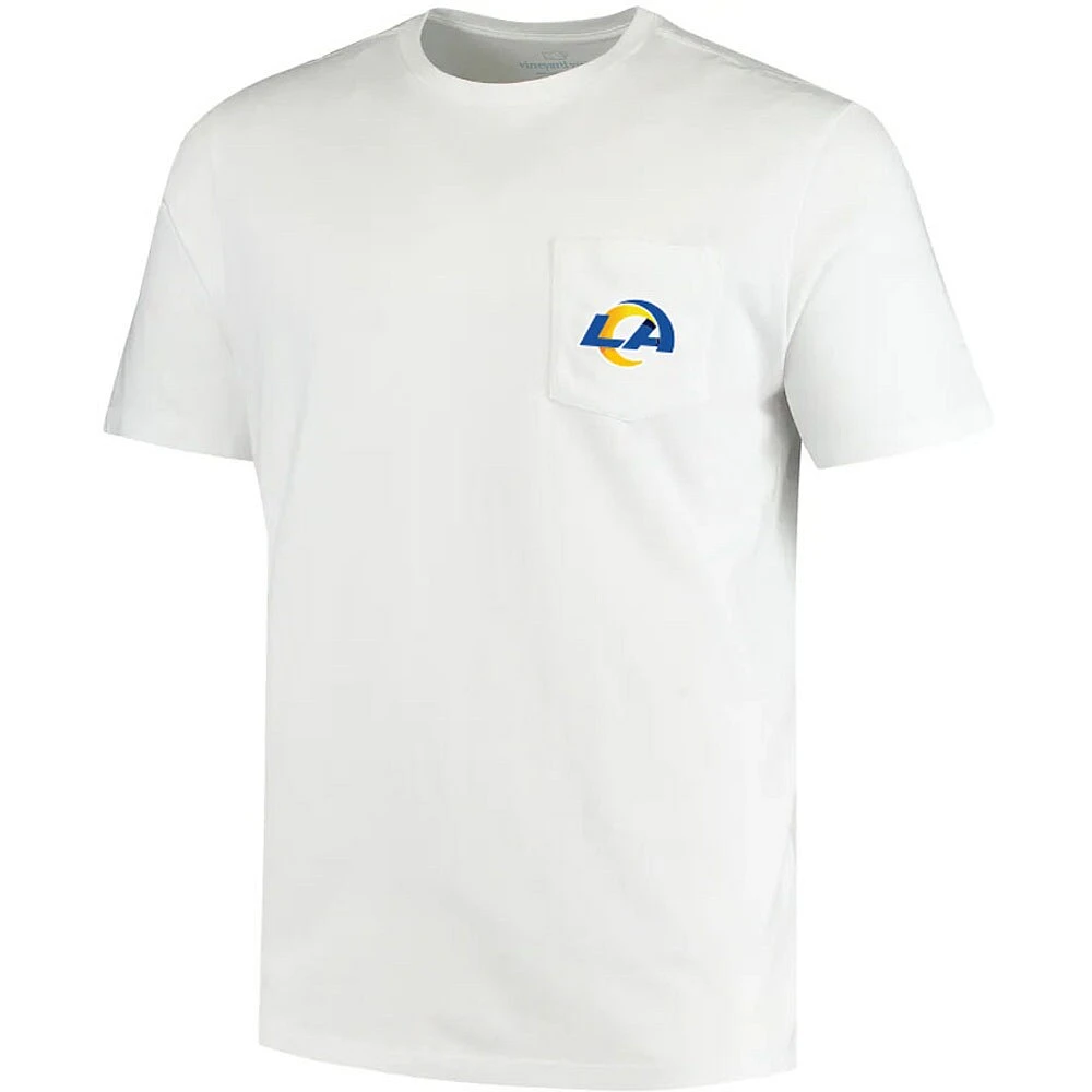 Men's Vineyard Vines White Los Angeles Rams Team Whale Helmet T-Shirt