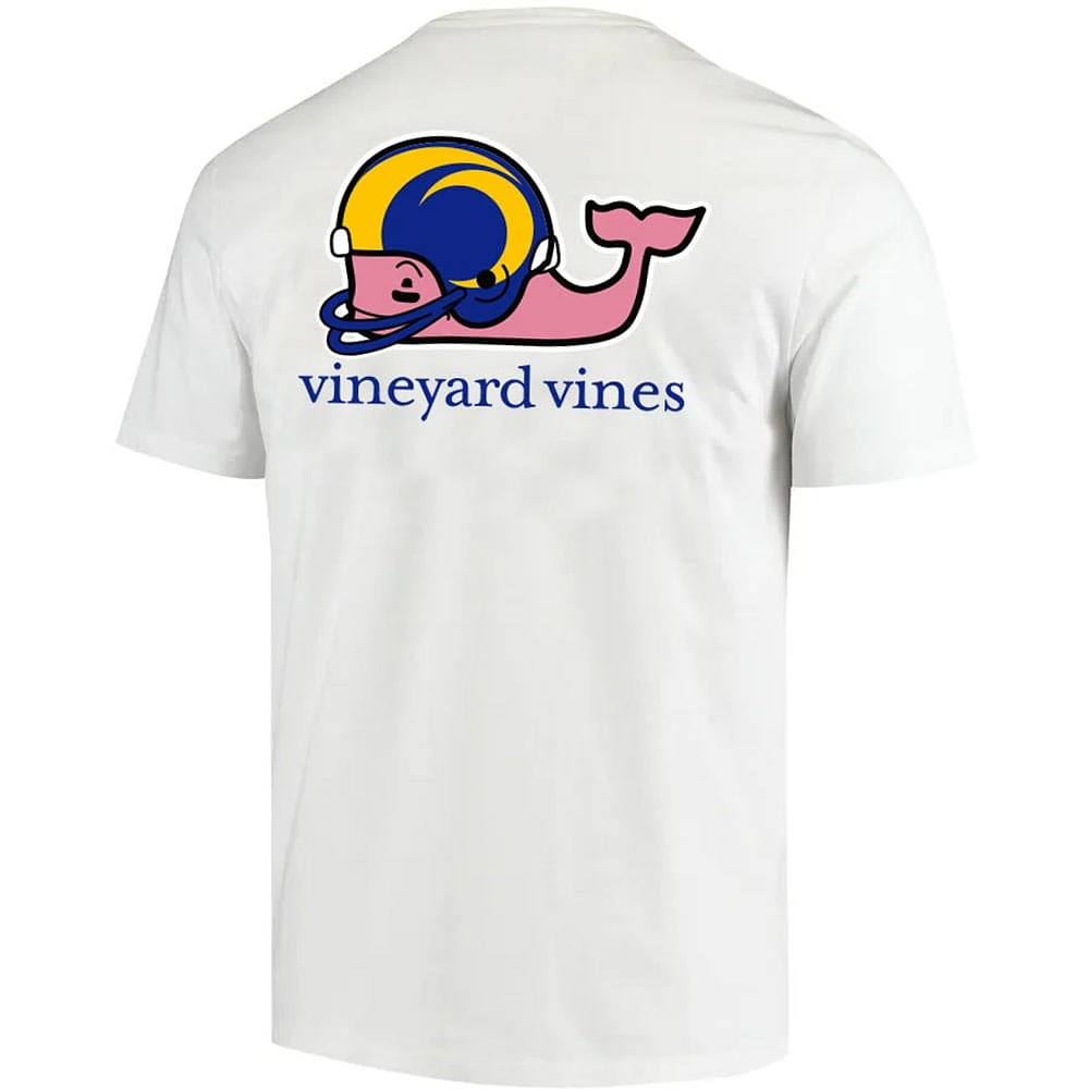 Men's Vineyard Vines White Los Angeles Rams Team Whale Helmet T-Shirt
