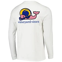Men's Vineyard Vines White Los Angeles Rams Whale Helmet Team Long Sleeve T-Shirt
