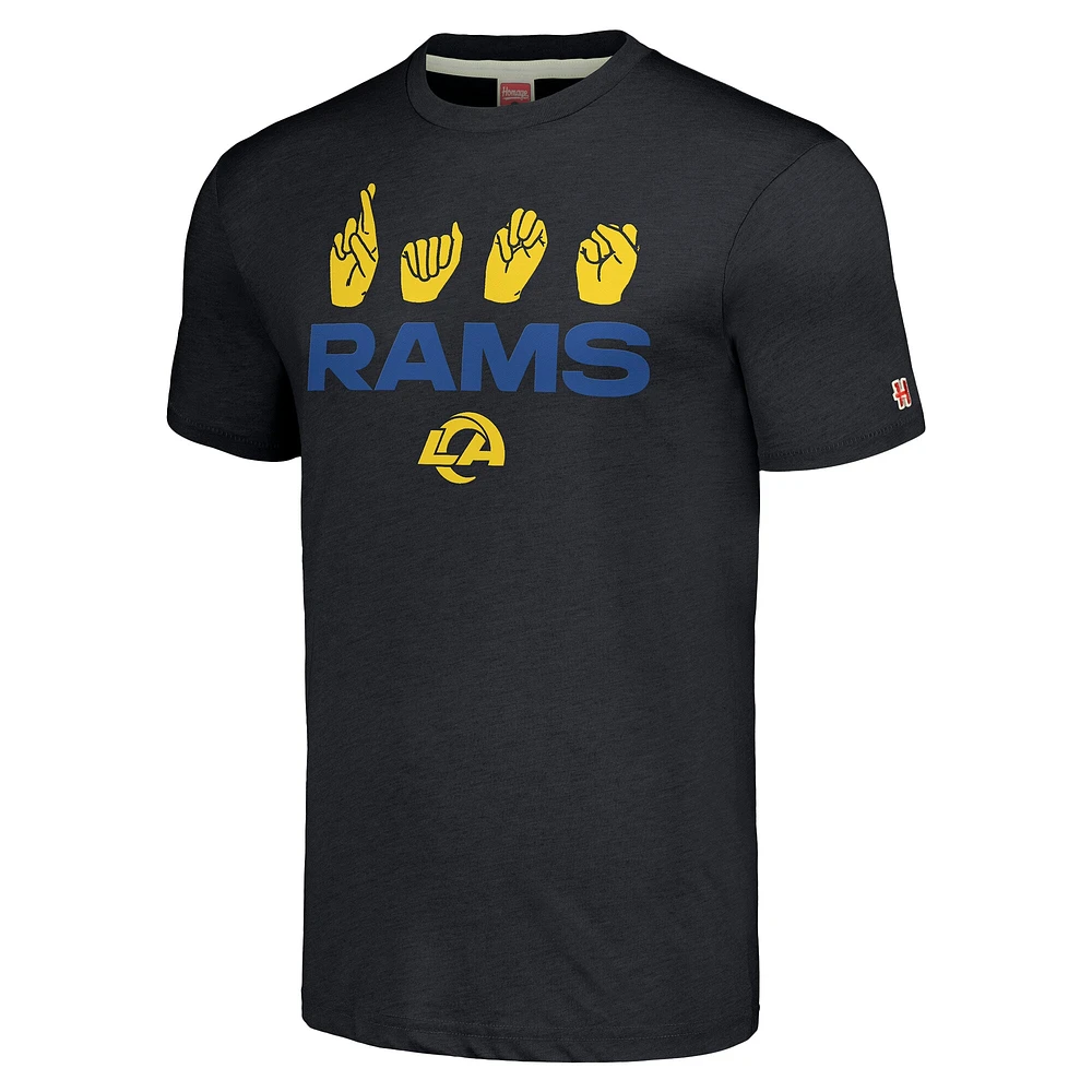 Unisex Homage Charcoal Los Angeles Rams The NFL ASL Collection by Love Sign American Language T-Shirt