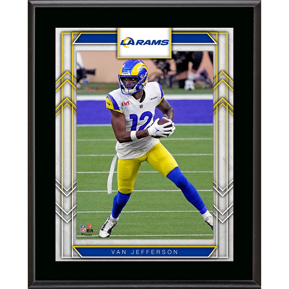 Plaque de joueur sublimée encadrée Van Jefferson Los Angeles Rams 10,5" x 13"