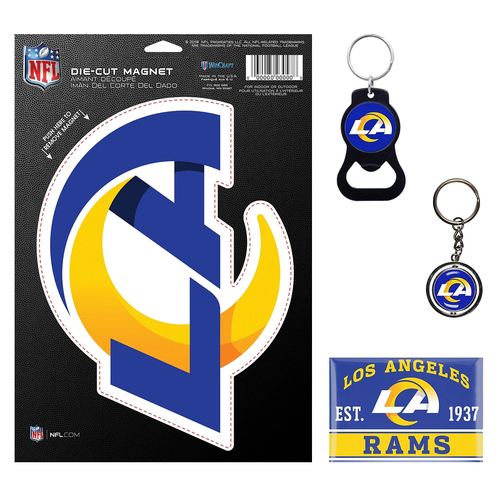 Lot de 4 porte-clés et aimants WinCraft Los Angeles Rams