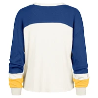 Women's '47 Cream Los Angeles Rams Double Header Curve Raglan Long Sleeve Crop Top