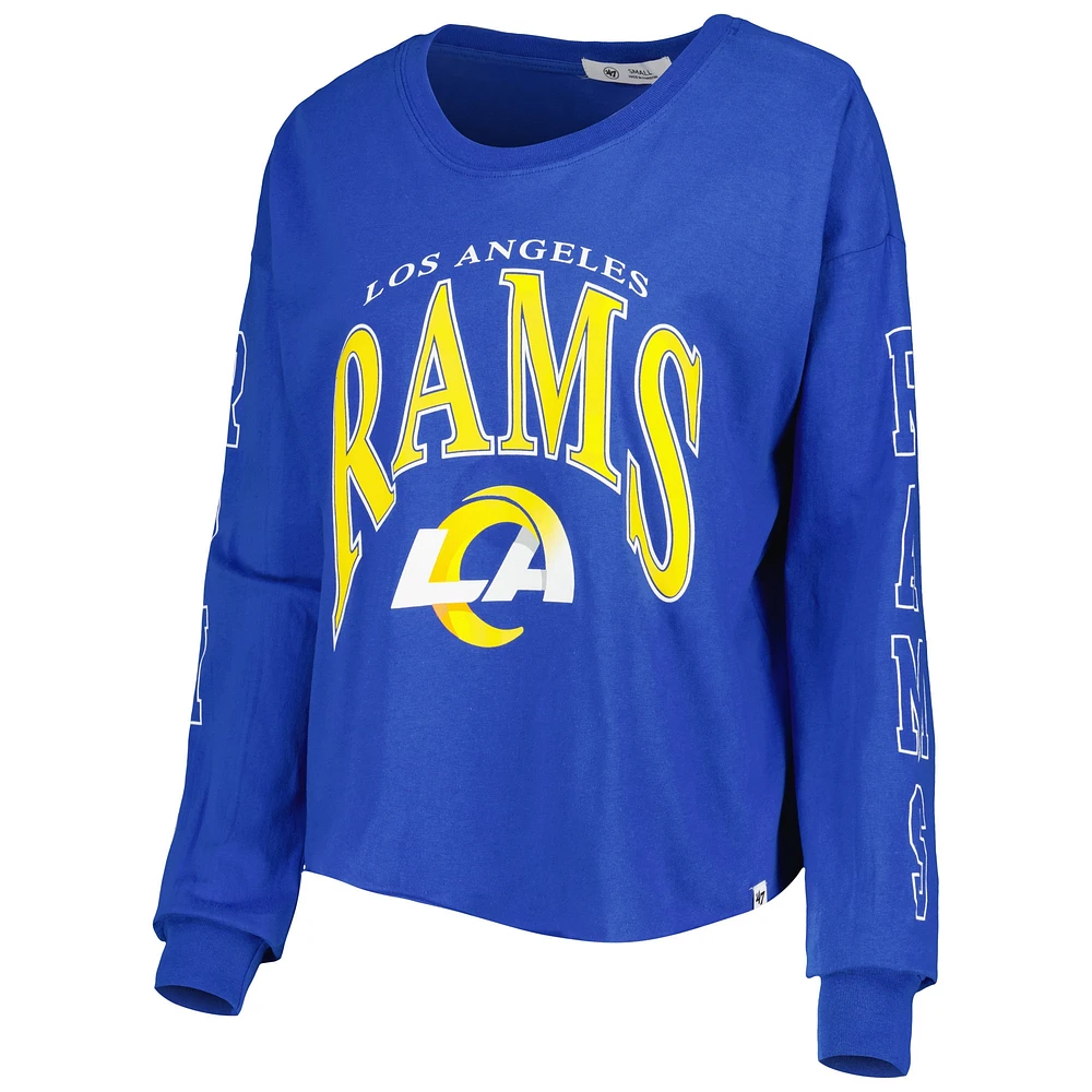 Women's '47 Royal Los Angeles Rams Skyler Parkway Cropped Long Sleeve T-Shirt