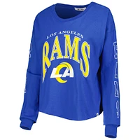 Women's '47 Royal Los Angeles Rams Skyler Parkway Cropped Long Sleeve T-Shirt
