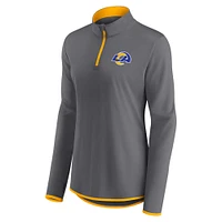 Women's Fanatics  Gray Los Angeles Rams Corner Long Sleeve 1/4 Zip Top