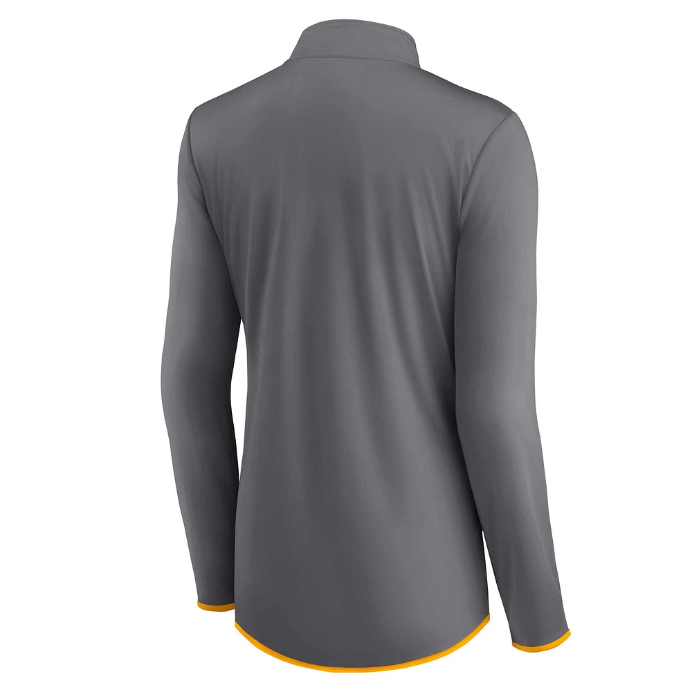 Women's Fanatics  Gray Los Angeles Rams Corner Long Sleeve 1/4 Zip Top