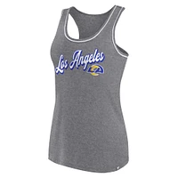 Women's Fanatics Gray Los Angeles Rams Wordmark Logo Racerback Scoop Neck Tank Top