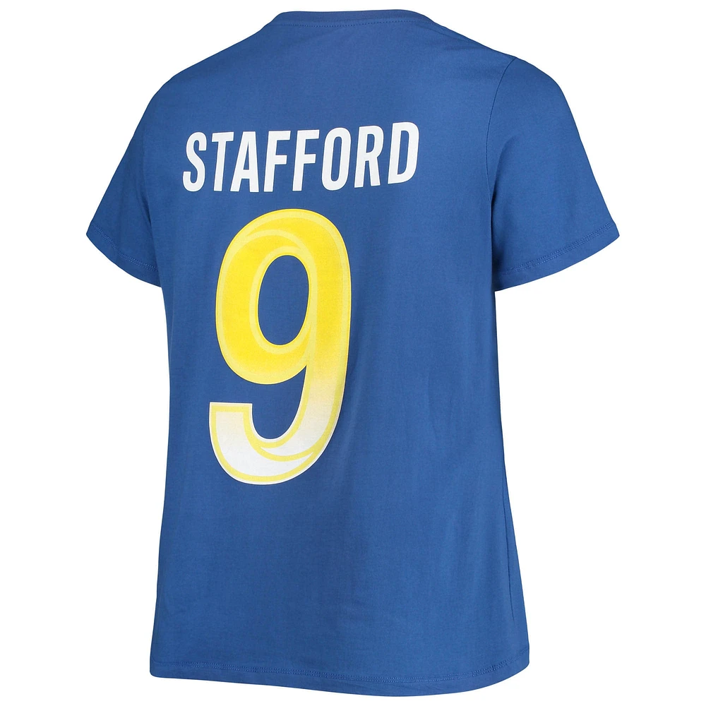 Women's Fanatics Matthew Stafford Royal Los Angeles Rams Plus Player Name & Number V-Neck T-Shirt