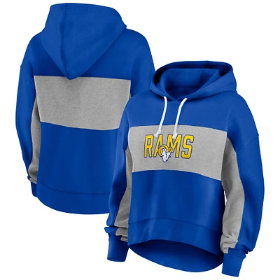 Sweat à capuche Fanatics Royal/Heather Grey pour femmes, Los Angeles Rams Filled Stat Sheet