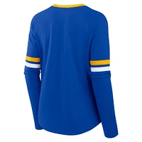 Women's Fanatics Royal Los Angeles Rams Won and Done Lace-Up Long Sleeve Fashion Top