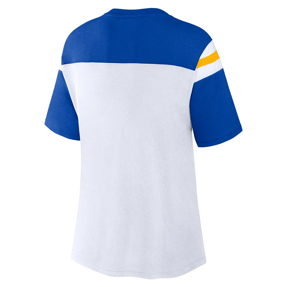 Women's Fanatics White/Royal Los Angeles Rams Cheer Chant Fashion Crop Top