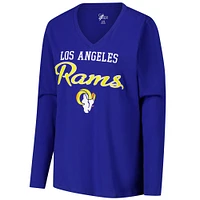 Women's G-III 4Her by Carl Banks Royal Los Angeles Rams Post Season Long Sleeve V-Neck T-Shirt