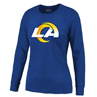 Women's Majestic Threads Puka Nacua Royal Los Angeles Rams Player Name & Number Long Sleeve T-Shirt