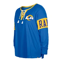 Women's New Era  Royal Los Angeles Rams Plus Lace-Up Notch Neck Long Sleeve T-Shirt