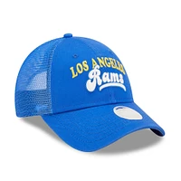 Women's New Era   Royal Los Angeles Rams Team Trucker 9FORTY Snapback Hat
