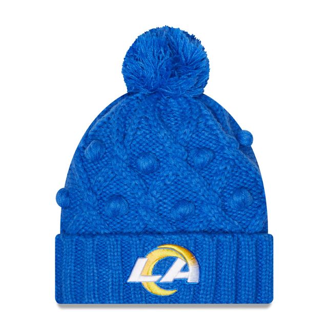 Casquette en tricot à pompons Toasty Cuffed Pom des Los Angeles Rams Royal New Era pour femme - Bonnet