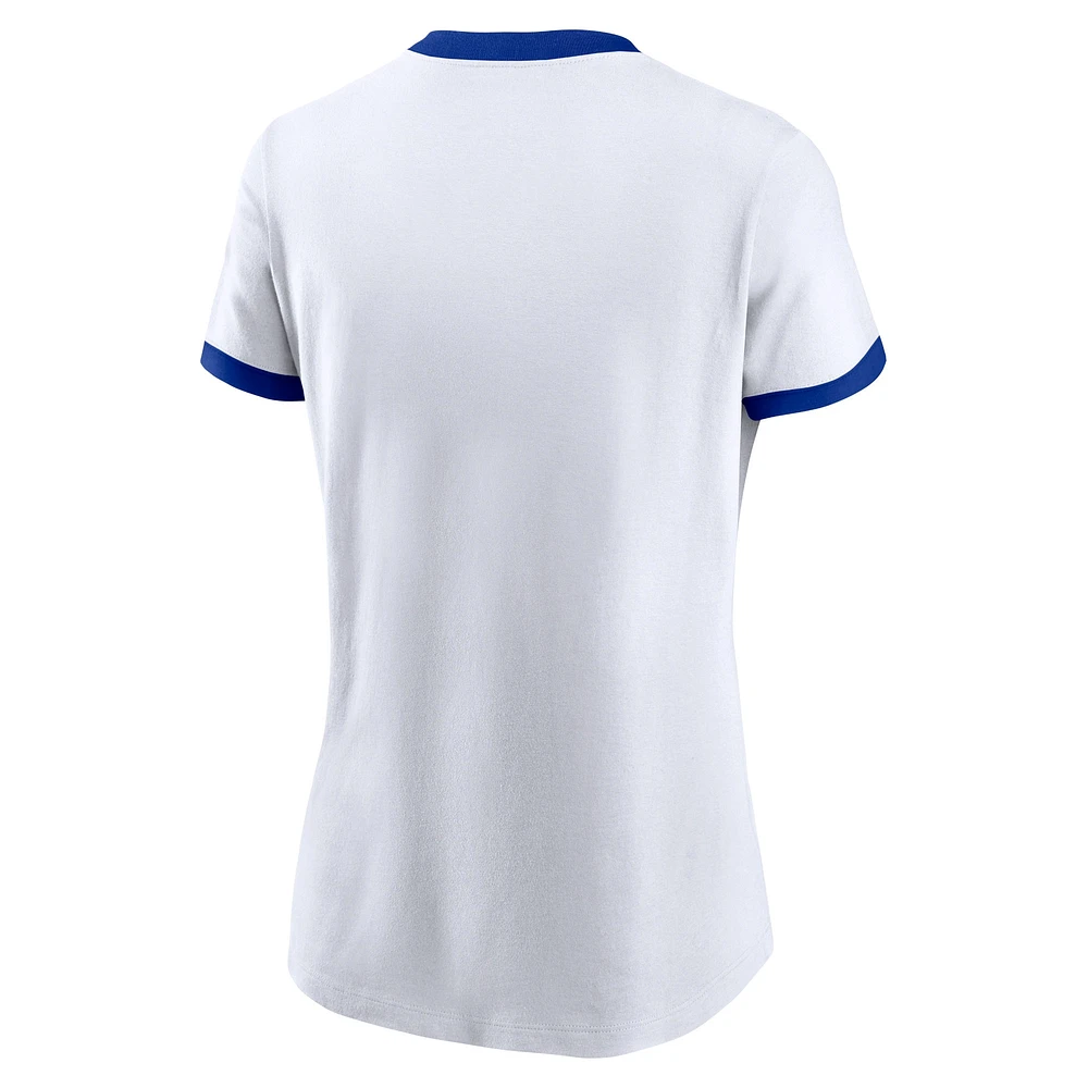 Women's Nike White Los Angeles Rams Rewind Ringer T-Shirt