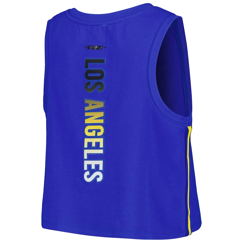 Women's Pro Standard  Royal Los Angeles Rams Ombre Wordmark Classic Cropped Tank Top