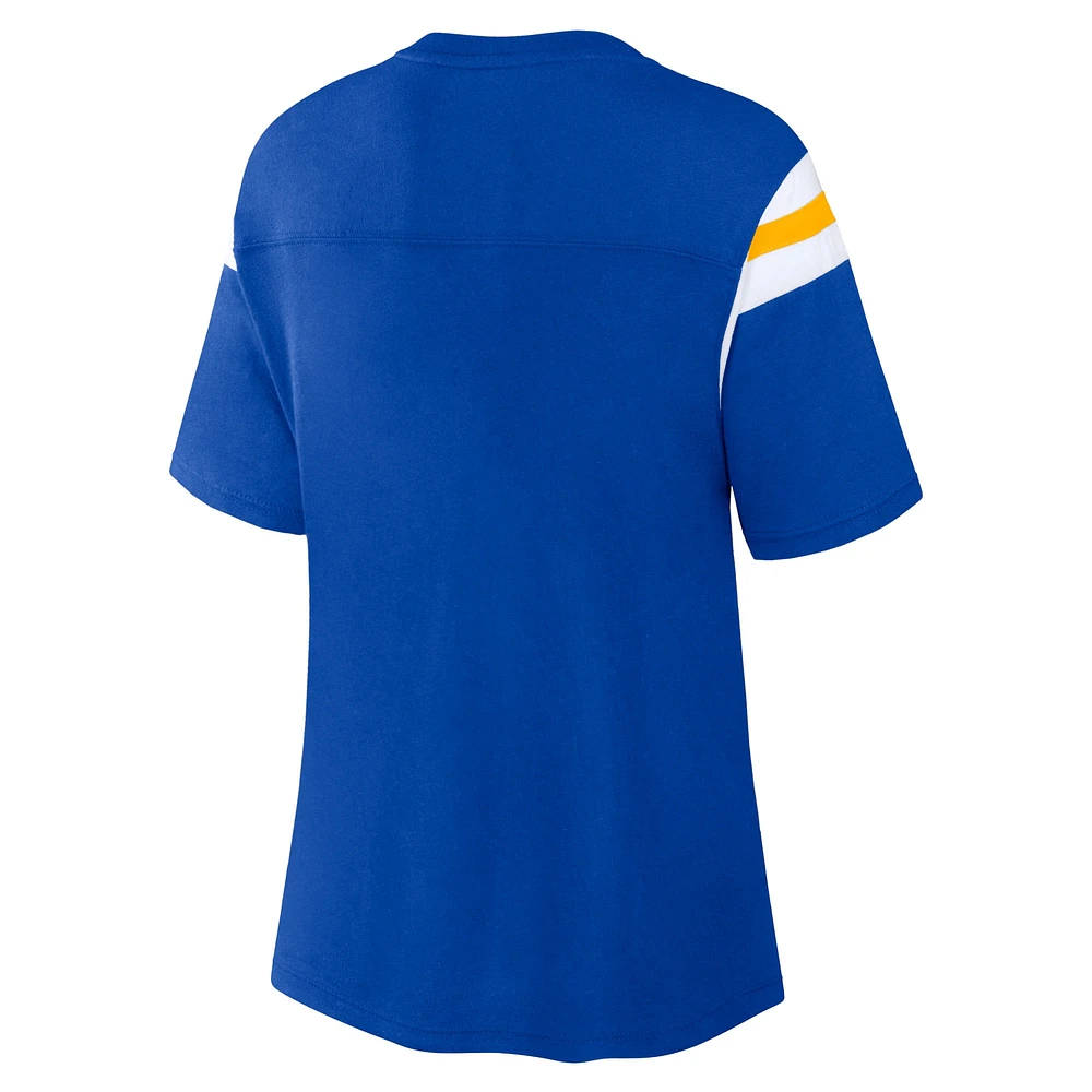 Women's Royal Los Angeles Rams Earned Stripes T-Shirt