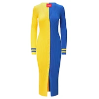 Women's STAUD Gold/Royal Los Angeles Rams Shoko Knit Button-Up Sweater Dress