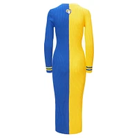 Women's STAUD Gold/Royal Los Angeles Rams Shoko Knit Button-Up Sweater Dress
