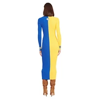 Women's STAUD Gold/Royal Los Angeles Rams Shoko Knit Button-Up Sweater Dress