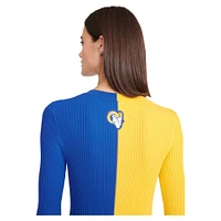 Women's STAUD Gold/Royal Los Angeles Rams Shoko Knit Button-Up Sweater Dress