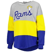 Sweat-shirt Touch Heather Grey/Royal Los Angeles Rams Outfield Deep V-Back Waist Length Pullover pour femme