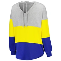 Sweat-shirt Touch Heather Grey/Royal Los Angeles Rams Outfield Deep V-Back Waist Length Pullover pour femme