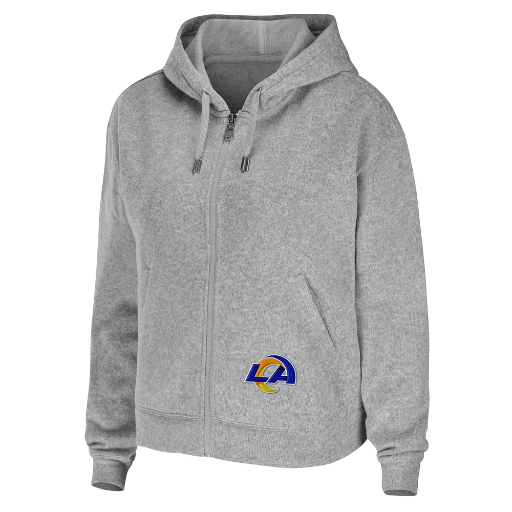 Sweat à capuche zippé gris chiné pour femme WEAR by Erin Andrews de l'équipe des Los Angeles Rams