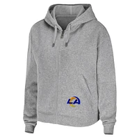 Sweat à capuche zippé gris chiné pour femme WEAR by Erin Andrews de l'équipe des Los Angeles Rams