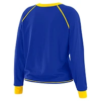 Women's WEAR by Erin Andrews Royal/Gold Los Angeles Rams Plus Tie-Front Long Sleeve Top