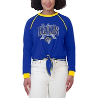 Women's WEAR by Erin Andrews Royal/Gold Los Angeles Rams Plus Tie-Front Long Sleeve Top