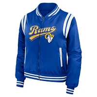 Women's WEAR by Erin Andrews Royal Los Angeles Rams Bomber Full-Zip Jacket