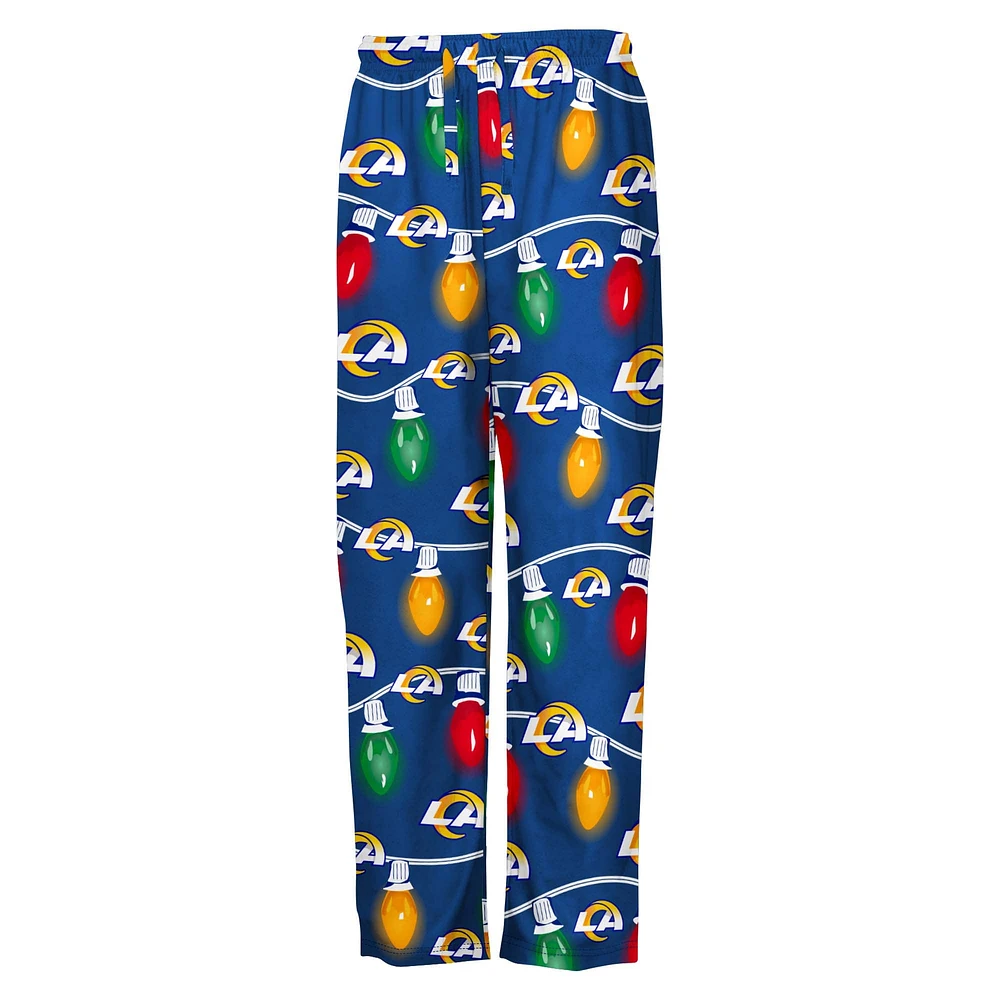 Youth Los Angeles Rams Two-Piece Garland Holiday Long Sleeve Pajama Set