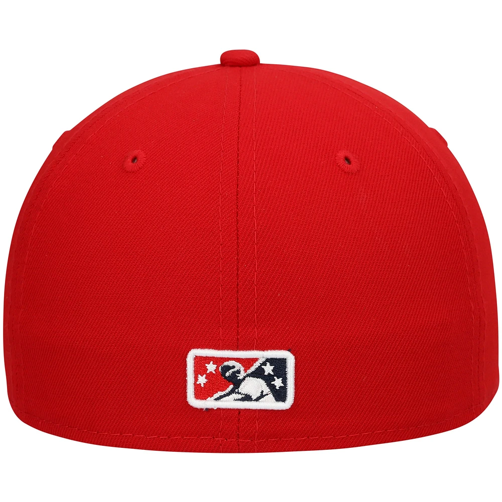 Men's New Era Red Louisville Bats Authentic Collection Road 59FIFTY Fitted Hat