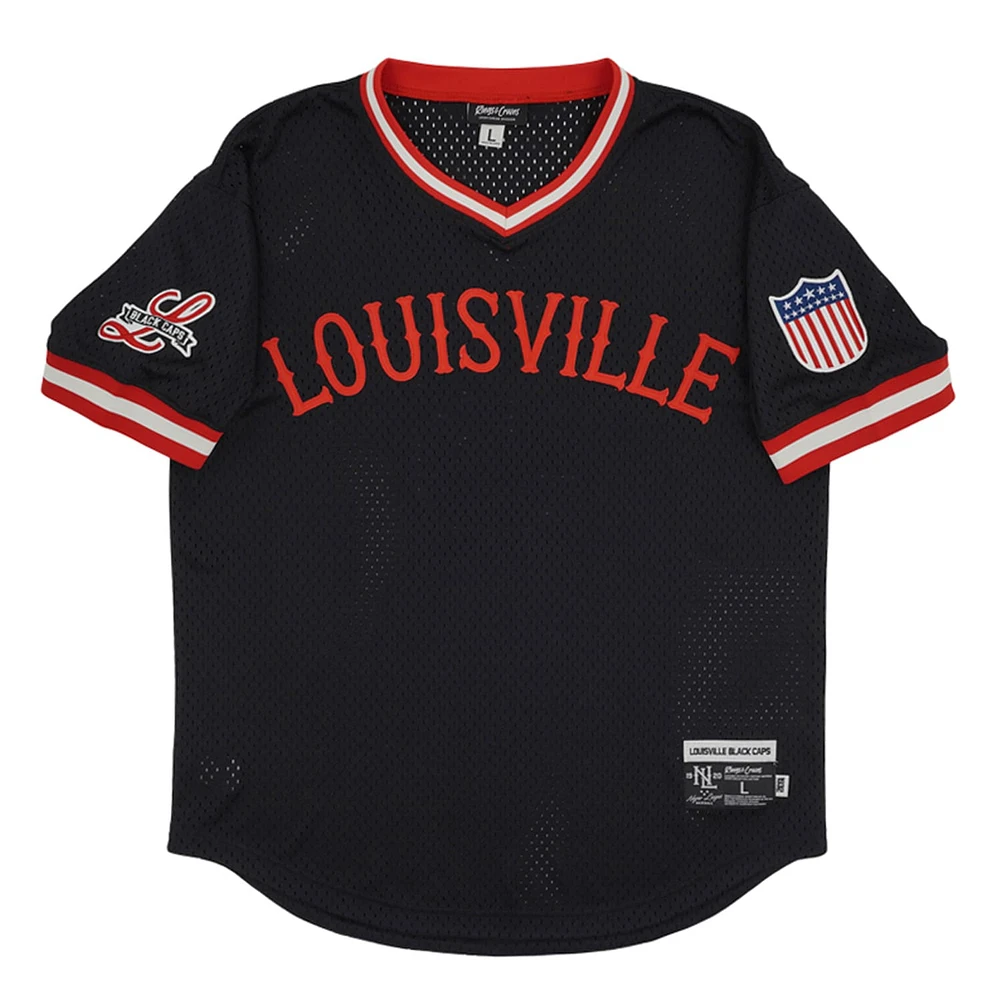 Men's Rings & Crwns #3 Black Louisville Caps Mesh Replica V-Neck Jersey