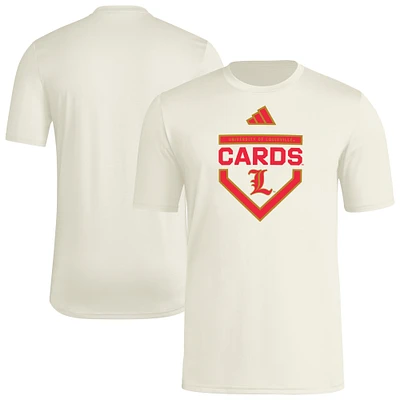 T-shirt d'avant-match adidas crème Louisville Cardinals Home Plate pour homme