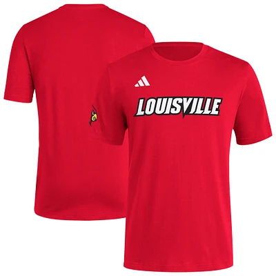 T-shirt adidas rouge Louisville Cardinals Fresh Wordmark pour homme