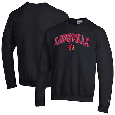 Men's Champion  Black Louisville Cardinals Arch Over Logo Pullover Sweatshirt