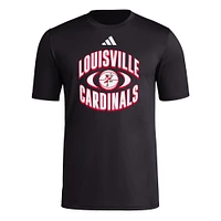T-shirt d'avant-match de basket-ball adidas Louisville Cardinals On Court Orbit pour homme noir