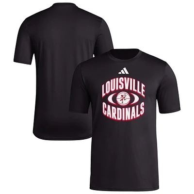 T-shirt d'avant-match de basket-ball adidas Louisville Cardinals On Court Orbit pour homme noir