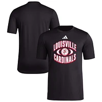 T-shirt d'avant-match de basket-ball adidas Louisville Cardinals On Court Orbit pour homme noir