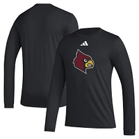 Men's adidas Black Louisville Cardinals Primary Locker Logo Pre-Game Long Sleeve T-Shirt
