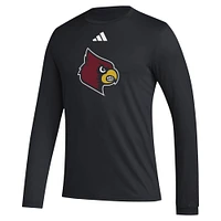 Men's adidas Black Louisville Cardinals Primary Locker Logo Pre-Game Long Sleeve T-Shirt