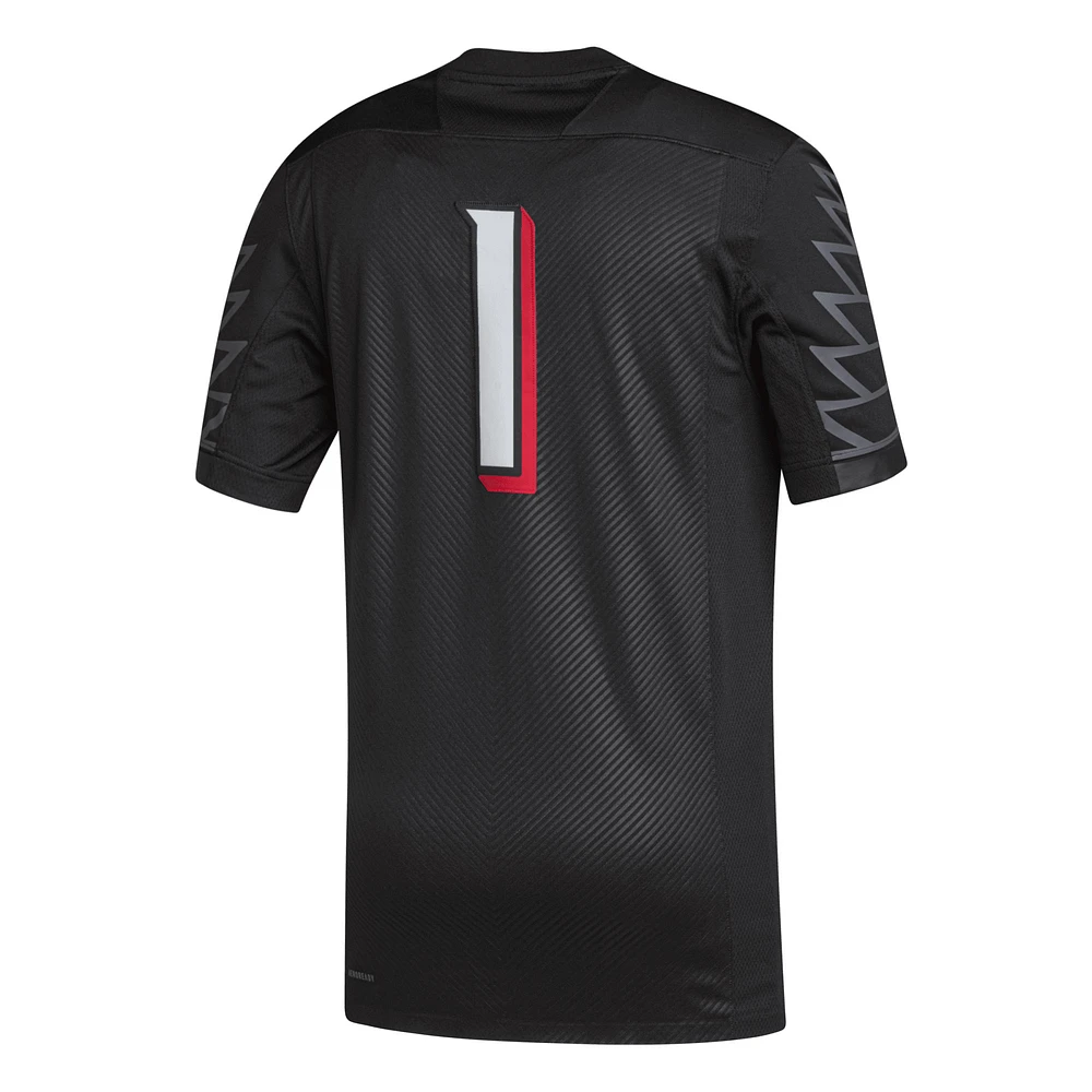 Men's adidas #1 Black Louisville Cardinals Premier Football Jersey