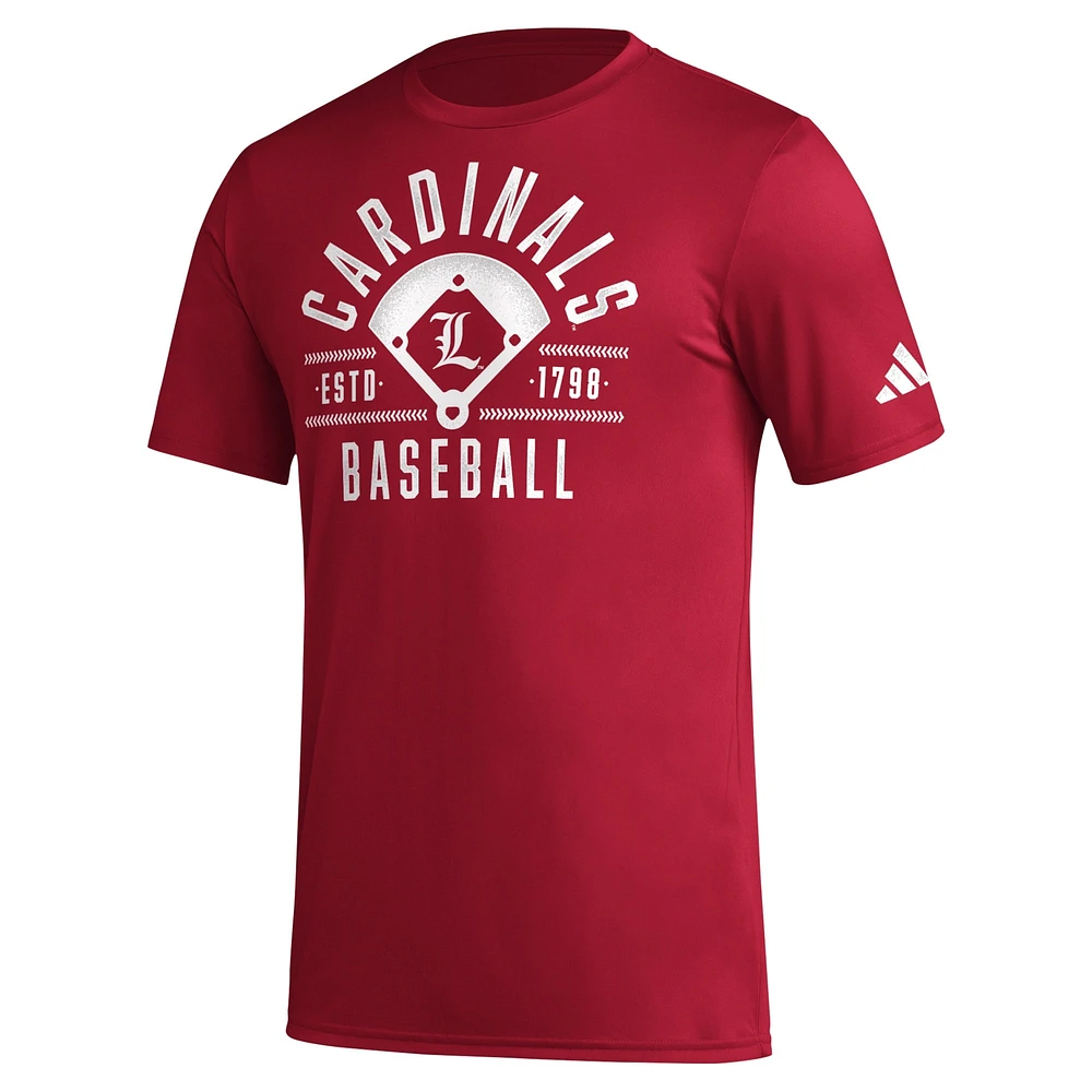 Men's adidas  Red Louisville Cardinals Exit Velocity Baseball Pregame AEROREADY T-Shirt