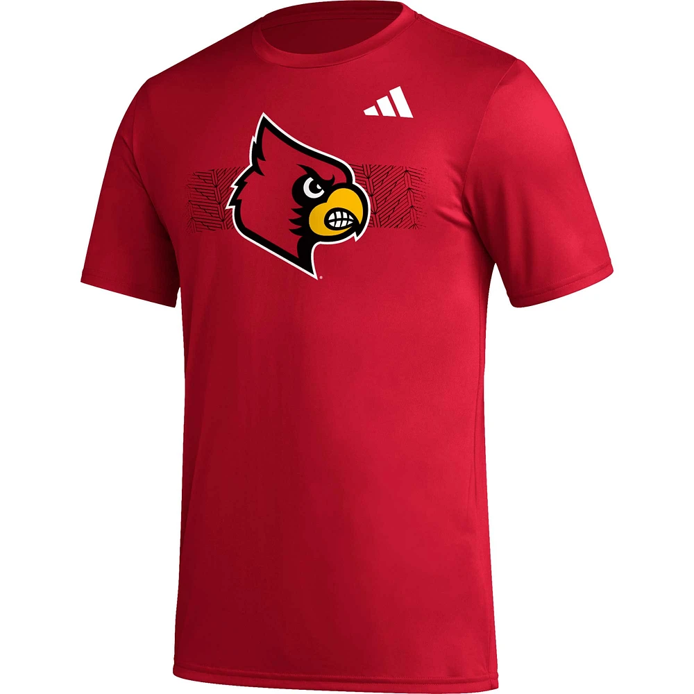 Men's adidas Red Louisville Cardinals Pregame AEROREADY T-Shirt