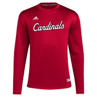 Men's adidas Red Louisville Cardinals Reverse Retro Baseball Script Pullover Sweatshirt